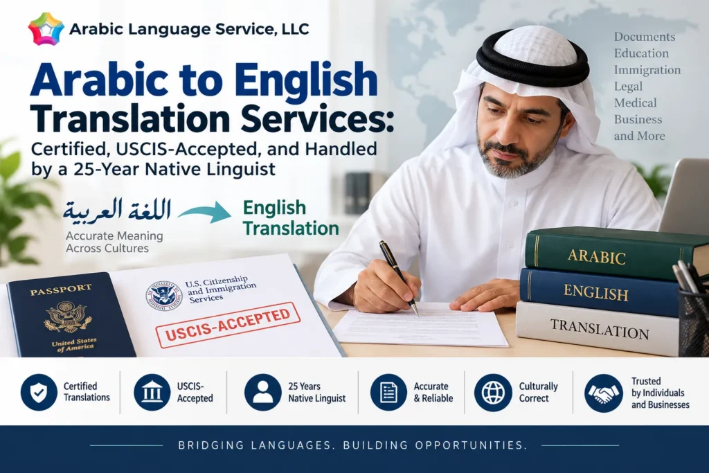 Arabic to English Translation Services | Certified & USCIS Accepted